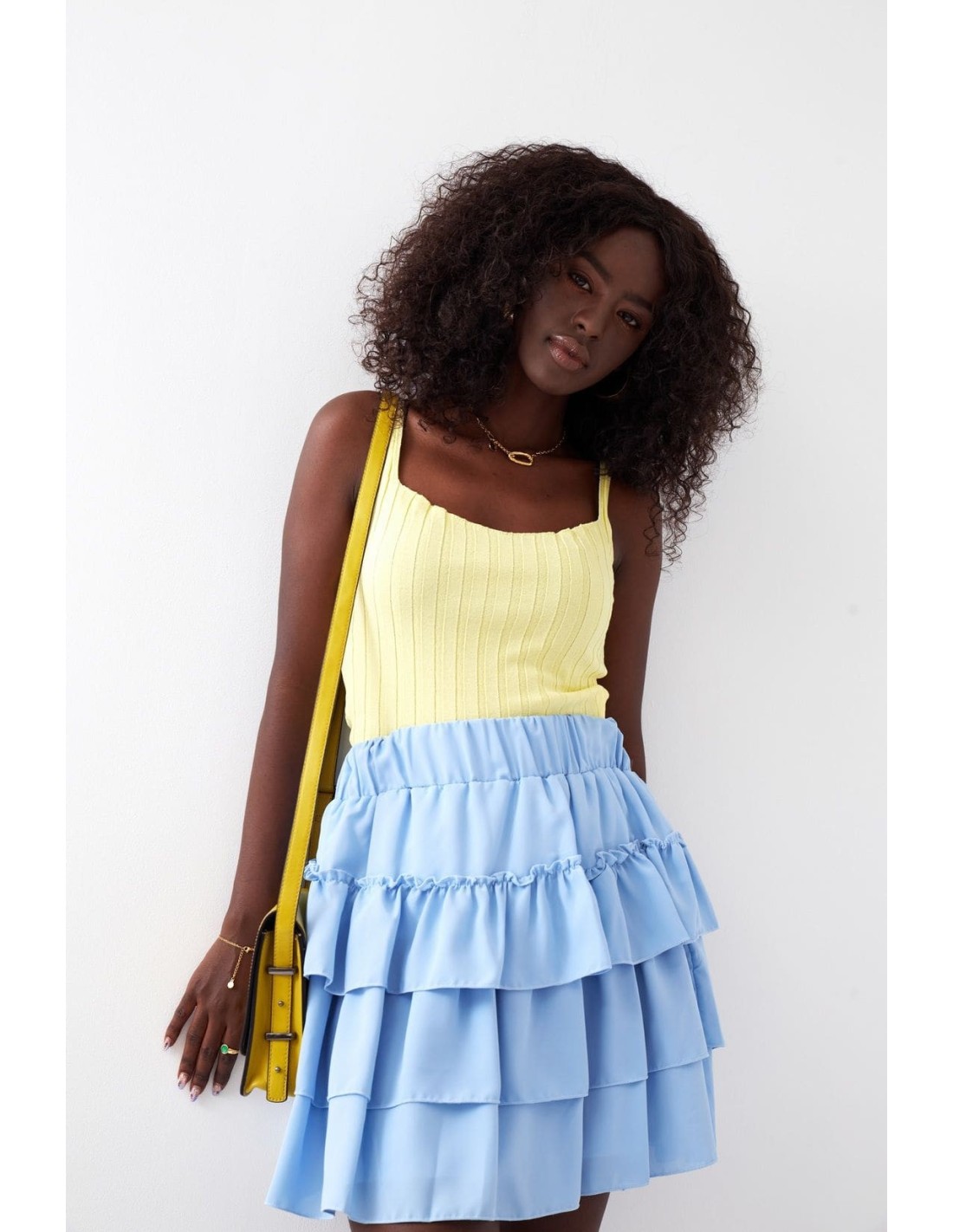 Smooth skirt with ruffles, blue 40130 - Online store - Boutique